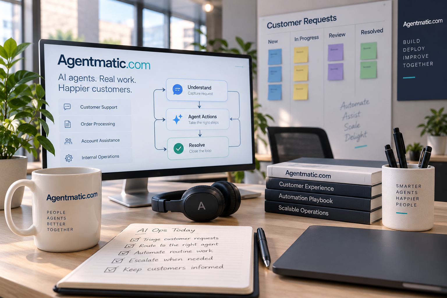 Agentmatic.com concept for an ai ops / customer-agent desk